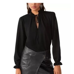 ba&sh Black Sisol Tie Neck Knit Long Sleeve Top. Size XS